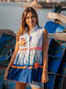Isla Bonita by SIGRIS Blouse wit/donkerblauw/oranje