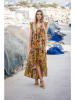 Isla Bonita by SIGRIS Sukienka w kolorze musztardowym ze wzorem