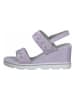 Marco Tozzi Skórzane sandały w kolorze fioletowym na koturnie