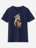 WOOOP Koszulka "Cat loves soft drink" w kolorze granatowym