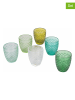 Villa d´Este 6-delige set: waterglazen "Castle" meerkleurig - 275 ml