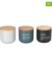 Shades of (Villa d'este) 3-delige set: voorraaddozen "Victionary" blauw/zwart/wit - (H)9,5 x Ø 9,5 cm