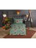 Good Morning Flanellen beddengoedset "Dinono" groen