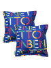 Benetton Kussen blauw/meerkleurig - (L)40 x (B)40 cm