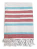 Le Comptoir de la Plage Fouta "Doublee - Latigo" in Rot/ Hellblau - (L)180 x (B)140 cm