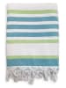 Le Comptoir de la Plage Fouta ''Latigo Lake'' crème/turquoise/groen - (L)180 x (B)140 cm