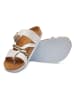 Comfortfusse Leren teenslippers goudkleurig/wit