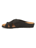Comfortfusse Leder-Pantoletten in Schwarz