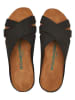 Comfortfusse Leder-Pantoletten in Schwarz