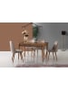 Evila 2-delige set: eetkamerstoelen beige - (B)50 x (H)90 x (D)49 cm