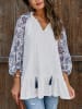 Milan Kiss Blouse crème/donkerblauw/meerkleurig