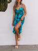 Milan Kiss Jurk turquoise/donkerblauw/meerkleurig