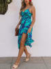 Milan Kiss Jurk turquoise/donkerblauw/meerkleurig