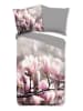 Good Morning Beddengoedset "Magnolia" grijs/lichtroze