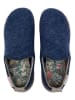 Comfortfusse Woll-Hausschuhe in Blau/ Beige