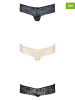 LASCANA Stringi (3 pary) w kolorze czarnym, kremowym i granatowym