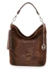 Mia Tomazzi Leren schoudertas "Rozzano" donkerbruin - (B)26 x (H)28 x (D)12 cm