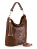 Mia Tomazzi Leren schoudertas "Rozzano" donkerbruin - (B)26 x (H)28 x (D)12 cm