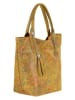 Mia Tomazzi Skórzana torebka "Liberazione" w kolorze żółtym ze wzorem - 20 x 35 x 18 cm
