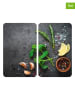 Wenko 2er-Set: Herdabdeckplatten "Kräuter" in Schwarz - (L)30 x (B)52 cm
