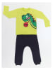 Denokids 2-delige outfit "Lazy Dino" geel/donkerblauw