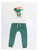 Denokids 2-delige outfit "Skate-Rex" wit/groen
