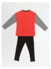 Denokids 2-delige outfit "Lol Cat" rood/zwart