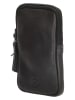 HIDE & STITCHES Leder-Handytasche in Schwarz - (B)10 x (H)18 x (T)2,5 cm