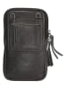 HIDE & STITCHES Leder-Handytasche in Schwarz - (B)10 x (H)18 x (T)2,5 cm