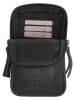 HIDE & STITCHES Leder-Handytasche in Schwarz - (B)10 x (H)18 x (T)2,5 cm