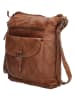 HIDE & STITCHES Leder-Umhängetasche in Cognac - (B)32 x (H)33 x (T)5 cm