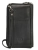 HIDE & STITCHES Leder-Handytasche in Schwarz - (B)11,5 x (H)19 x (T)3 cm