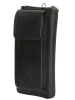 HIDE & STITCHES Leder-Handytasche in Schwarz - (B)11,5 x (H)19 x (T)3 cm