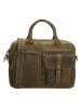 HIDE & STITCHES Skórzana torba w kolorze oliwkowym na laptopa  - 34,5 x 24,5 x 9,5 cm