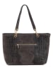 Mia Tomazzi Leder-Shopper "Cilento" in Dunkelgrau - (B)58 x (H)42 x (T)14 cm