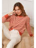 Joséfine Pullover "Astrobal" in Orange/ Weiß