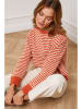 Joséfine Pullover "Astrobal" in Orange/ Weiß