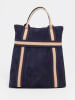 Abaco Leder-Rucksack "Gao" in Dunkelblau/ Beige - (B)37,5 x (H)9 x (T)37 cm