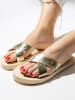 Flip Flop Pantoletten "Cross metallic 2" in Beige/ Gold