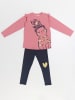 Denokids 2-delige outfit "Love Cats" roze/donkerblauw