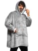 InnovaGoods Polarowy koc z kapturem w kolorze szarym - 160 x 120 x 80 cm