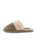 billowy Leder-Hausschuhe in Khaki