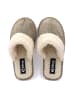 billowy Leder-Hausschuhe in Khaki