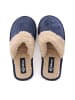 billowy Leder-Hausschuhe in Blau