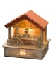Konstsmide Houten ledsilhouet "Marktstal met oranje dak" naturel - (H)12,5 cm