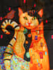 Made in Silk Zijden sjaal zwart/oranje - (L)190 x (B)110 cm
