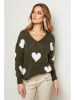Joséfine Pullover "Arik" in Khaki/ Weiß