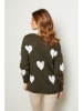 Joséfine Pullover "Arik" in Khaki/ Weiß