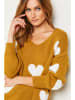 Joséfine Pullover "Arik" in Senf/ Weiß