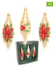 Krebs Glas Lauscha Christbaumornamente "Weihnachtsstern & Beeren" in Gold/ Rot - 3 Stück